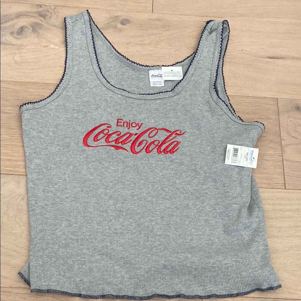 Coca Cola Gray Sleeveless Crop Tank Top